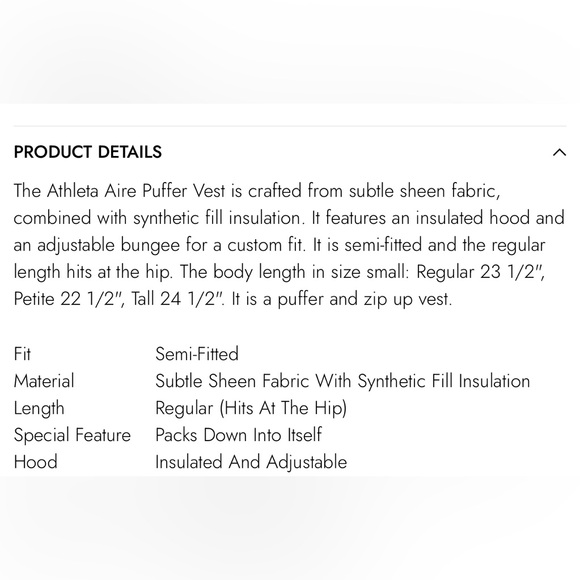 Athleta Aire Puffer Vest sz Medium - Picture 8 of 8